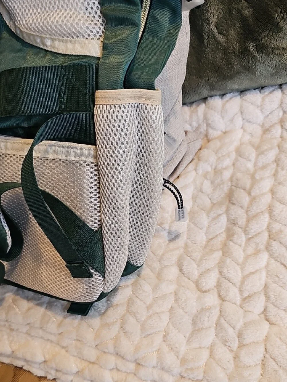 Green Men's & Women's Backpack with Brown Accents